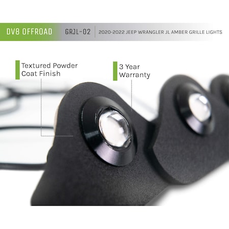 Dv8 Offroad 2018 WRANGLER JL FRONT GRILL AMBER ACCENT LIGHTS GRJL-02